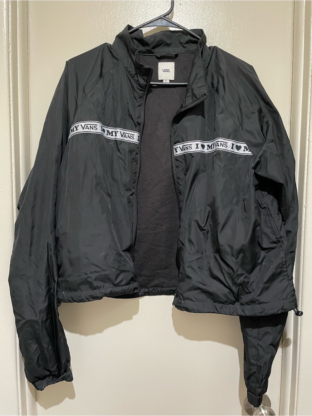 Vans Black Windbreaker with Logo Tape
